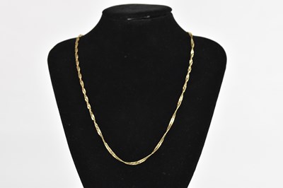 Lot 390 - A 9ct yellow gold flat link necklace, length...