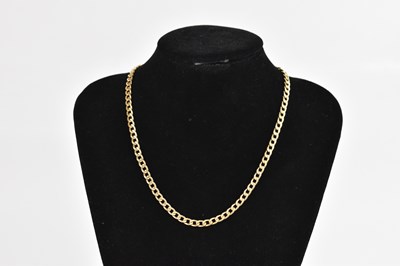 Lot 360 - A 9ct yellow gold flat link necklace, length...