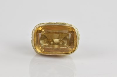 Lot 37 - A 9ct yellow gold fob set with a citrine...