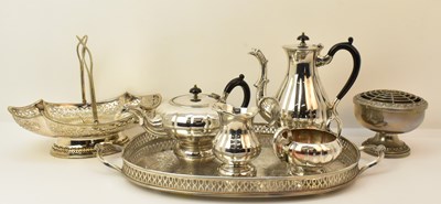 Lot 1113 - A silver plated oval serving tray, with shell...