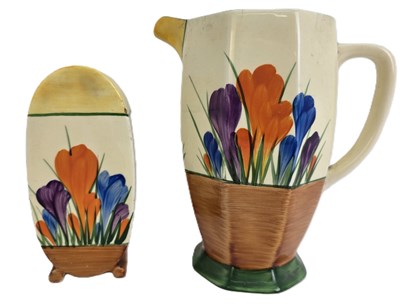 Lot 219 - CLARICE CLIFF; two 'Crocus' pattern items from...