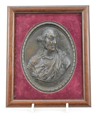Lot 98 - An oval bronze portrait plaque, possibly...