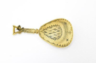 Lot 255 - An antique Scandinavian Sami reindeer antler...