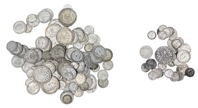 Lot 1598 - A quantity of UK pre-decimal silver coloured...