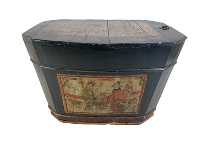Lot 16 - A painted lacquer Chinese rice chest,...