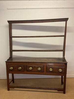Lot 794 - An 18th century oak George III style dresser,...