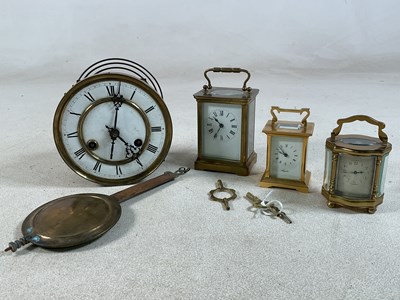 Lot 207 - Three carriage clocks of various shapes and...