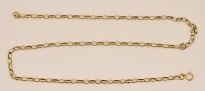 Lot 1451 - A 9ct yellow gold belcher link necklace with...