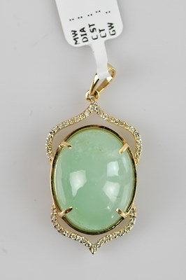Lot 337 - A yellow metal diamond set pendant with...