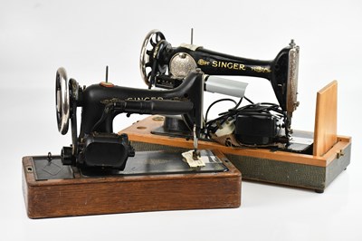 Lot 1227 - SINGER; a vintage sewing machine, and a...