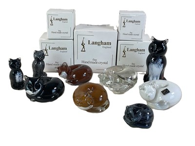 Lot 319 - LANGHAM; nine glass cats, various sizes and...