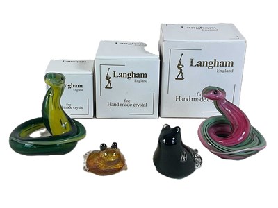 Lot 332 - LANGHAM; four glass animals, comprising two...