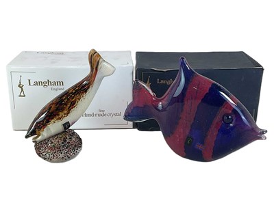 Lot 321 - LANGHAM; two glass fish, larger height 19.5cm,...
