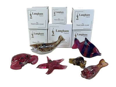 Lot 317 - LANGHAM; six glass fish comprising crustaceans,...