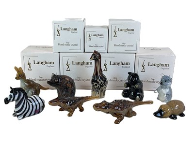 Lot 312 - LANGHAM; nine glass animals comprising zebra,...