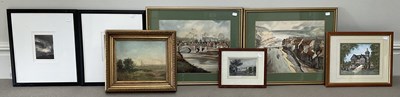 Lot 1791 - A pair of watercolours, landscape scenes with...