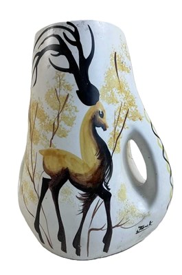 Lot 286 - VALLAURIS; a French hand painted twin handled...