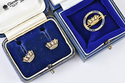 Lot 169 - J W BENSON; a 9ct yellow gold seed pearl and...
