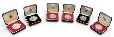 Lot 1603 - THE ROYAL MINT; six commemorative silver coins...