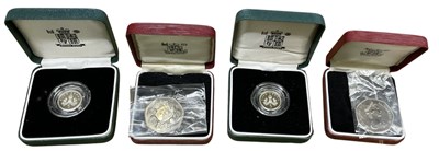 Lot 1651 - THE ROYAL MINT; two 1990 silver Piedfort 5p...