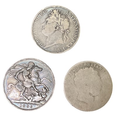 Lot 1647 - Three silver crowns comprising Victoria, old...