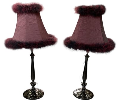 Lot 112 - RVA LIGHTING; a pair of modern silvered table...