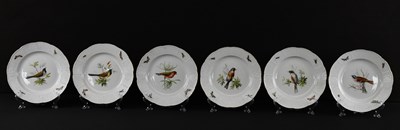 Lot MEISSEN; a set of six porcelain ornithological...