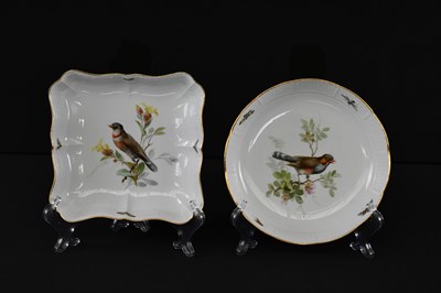 Lot MEISSEN; a porcelain ornithological square...
