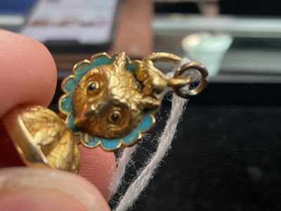 Lot 6 - A yellow metal novelty seal formed as an owl,...
