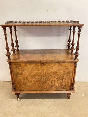 Lot 688 - A Victorian burr and figured walnut Canterbury...