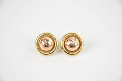 Lot 248 - A pair of yellow and rose coloured metal...