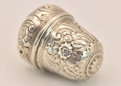 Lot 1202 - A 19th century silver pocket nutmeg shaker in...