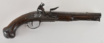 Lot 417 - An 18th century flintlock holster pistol, with...