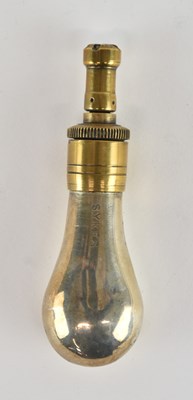 Lot 434 - SYKES; a small pocket white metal powder flask,...