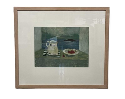 Lot 370 - SARAH BOWMAN; oil on board, 'Cherries and...