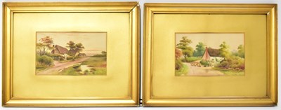 Lot 428 - ERNEST E HALL; two watercolours, a cottage...