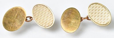 Lot 841 - A pair of 9ct gold cufflinks, oval form with...