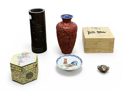 Lot 1059 - A modern Chinese cinnabar lacquered gilt metal...