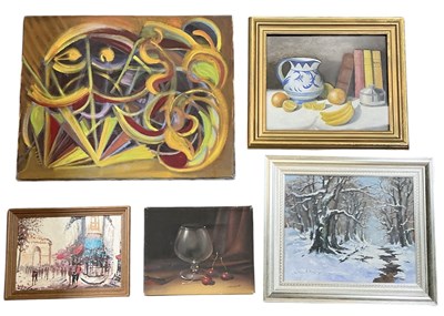 Lot 284 - UNATTRIBUTED; five modern oils on canvas...