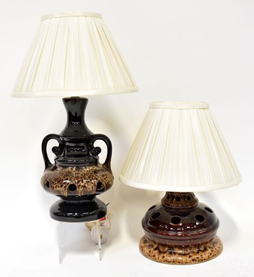 Lot 89 - Two West German style table lamps, heights...