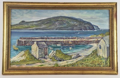Lot 285 - R EAGLESON; a modern oil on board, coastal...