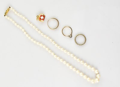 Lot 666 - Two 9ct gold gem set rings, weight 3g, with a...