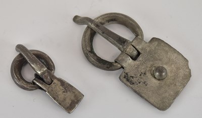 Lot 1060 - Two ancient Byzantine silver belt buckles, 7.5...