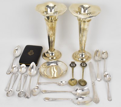Lot 745 - Various silver plated items to include a pair...