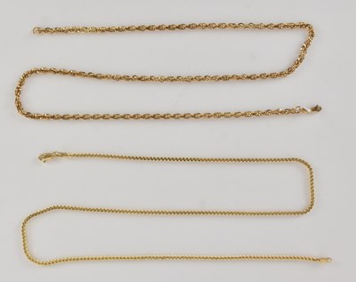 Lot 1476 - A 9ct yellow gold box link necklace, length...