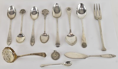 Lot 1175 - Twelve pieces of 19th century and later silver...