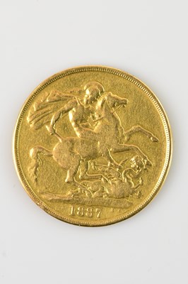 Lot 508 - A Victorian double sovereign, 1887, 15.4g.