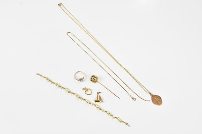 Lot 491 - A yellow metal bracelet, the links formed as...