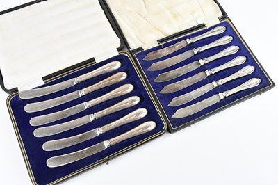Lot 291 - Two cased sets of six George V hallmarked...