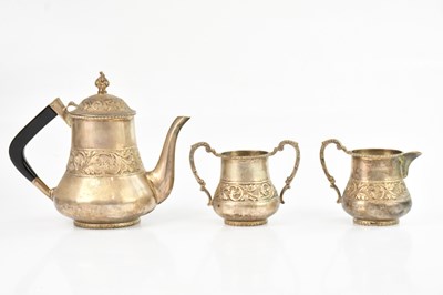 Lot 6 - An Indian metal three piece tea service,...